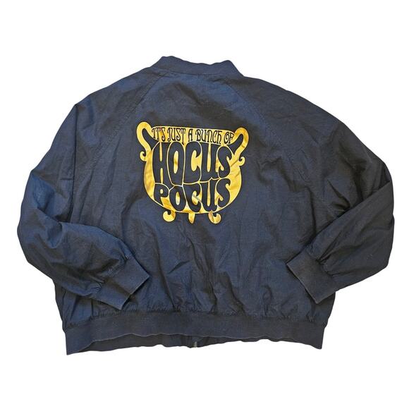 Disney Black Hocus Pocus Graphic Bomber Jacket sz XXL Plus Size Halloween Basic - Picture 1 of 7
